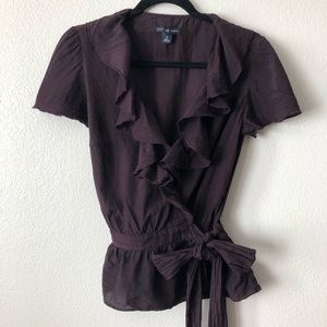 Purple silk ruffle top GAP brand